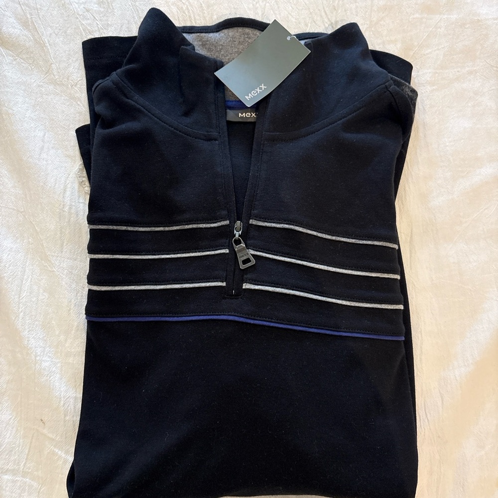 Mexx Men's Zip-Up Sweater in Black and Gray